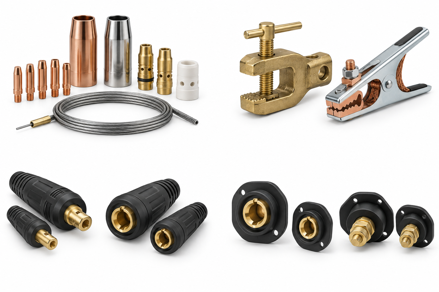 MIG torch consumables and welding connectors